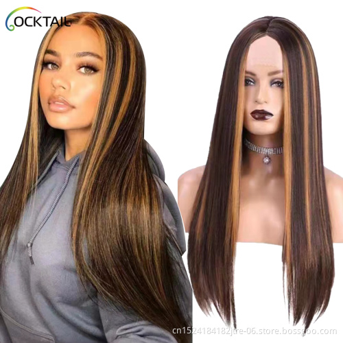 Futura Fiber Synthetic lace front hair wigs with highlights, wholesale heat resistant synthetic lace wigs vendor